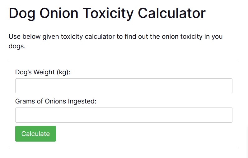 Dog Onion Toxicity Calculator