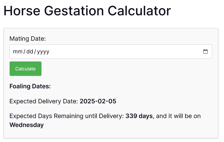 Horse Gestation Calculator