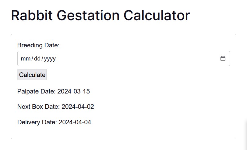 Rabbit Gestation Calculator