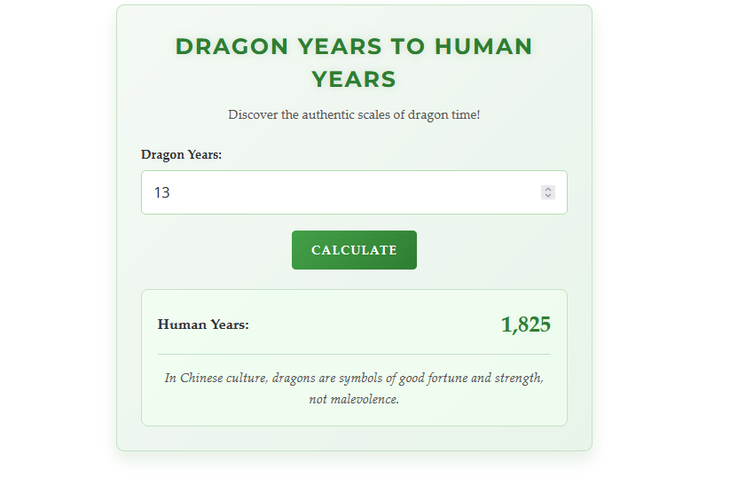 Dragon Years to Human Years
